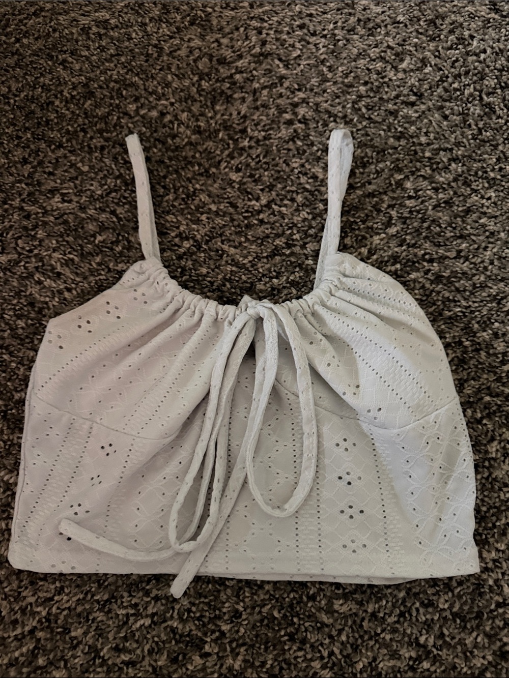 SHEIN White Eyelet Tie-Front Cropped Tank